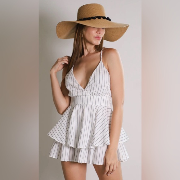 *NWT!* Revamped S white with black stripes mini dress - Picture 2 of 16